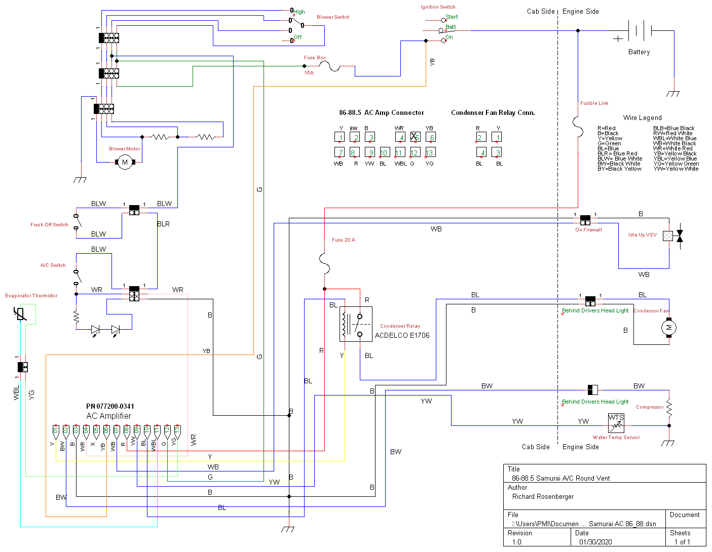 1986-1988 Suzuki Samurai A/C Electrical Diagram – Zuki Offroad