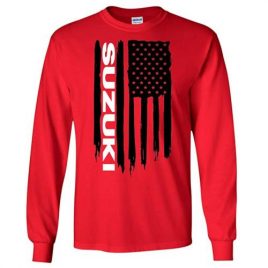 WheelSpinAddict Men’s Suzuki American Flag Long Sleeve T-Shirt